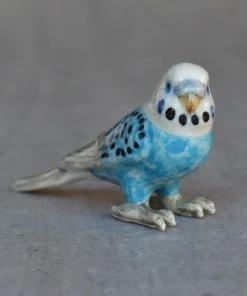 Scout House Ceramic Blue Budgie Miniature Figurine Homewares