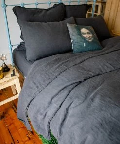 Scout House Textiles Scout Portuguese Linen European Pillowcase- CHARCOAL 7 Scout House Textiles Scout Portuguese Linen European Pillowcase- CHARCOAL