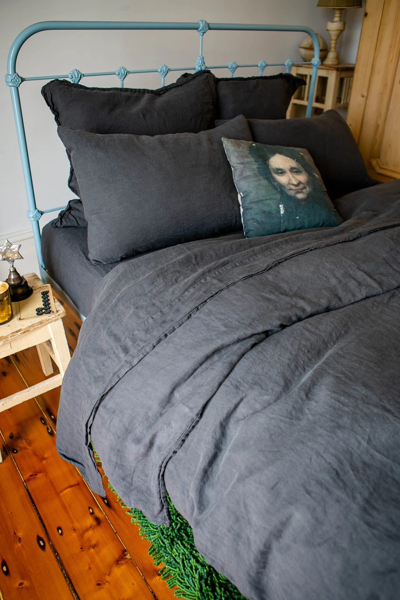 Scout House Textiles Scout Portuguese Linen European Pillowcase- CHARCOAL 5 Scout House Textiles Scout Portuguese Linen European Pillowcase- CHARCOAL