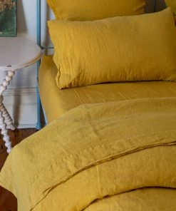 Scout House Scout Portuguese Linen Quilt Cover Set - Queen- Mustard Textiles 11 Scout House Scout Portuguese Linen Quilt Cover Set - Queen- Mustard Textiles