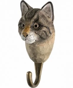 Scout House Homewares Hand Carved Wooden Wall Hook - House Cat