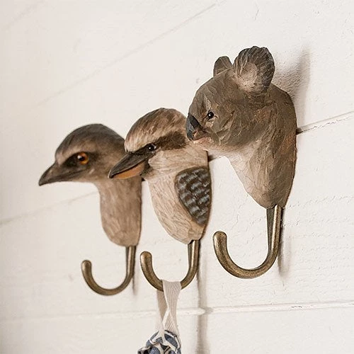 Scout House Homewares Hand Carved Wooden Wall Hook - Kookaburra 6 Scout House Homewares Hand Carved Wooden Wall Hook - Kookaburra