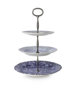 Burleigh UK- Blue Pheasant/ Calico/ Felicity- 3 Tiered Cake Stand