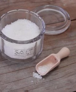 Scout House Homewares Glass Salt Jar With Wooden Scoop 8 Scout House Homewares Glass Salt Jar With Wooden Scoop