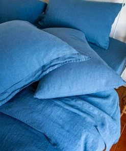 Scout House Scout Portuguese Linen Quilt Cover Set - Queen- Scout Blue Homewares 9 Scout House Scout Portuguese Linen Quilt Cover Set - Queen- Scout Blue Homewares