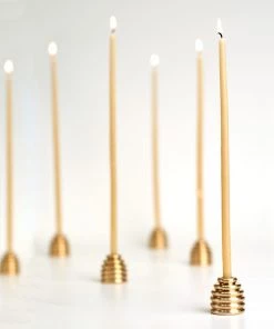 Scout Queen B - Solid Brass Reversible Beehive Candle Holder
