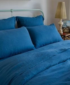 Scout House Scout Portuguese Linen Quilt Cover Set - Queen- Scout Blue Homewares