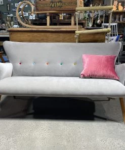 Scout House Vintage French Modular Lounge - Silver Grey With Coloured Buttons Furniture