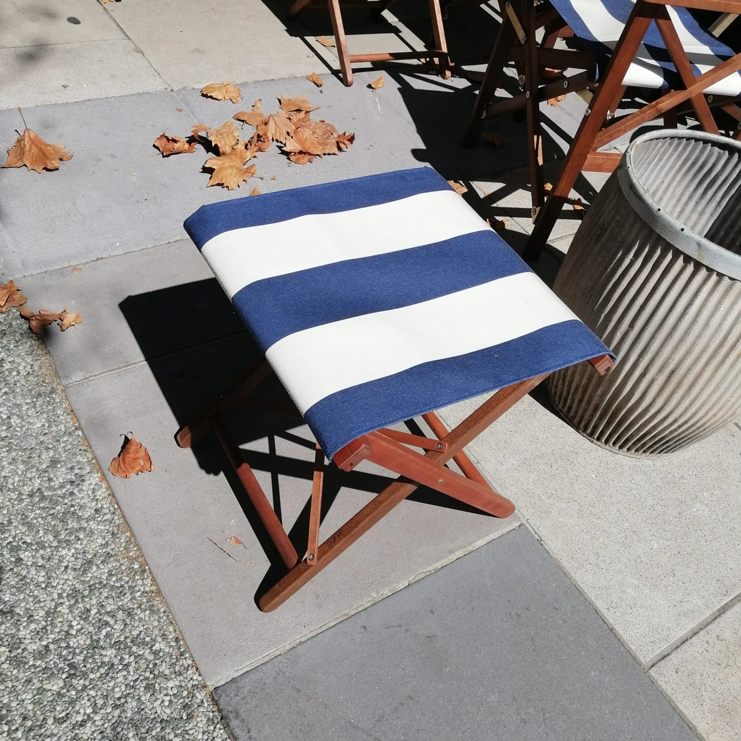 Scout Folding Stool In Les Toiles Du Soleil - NAVY AND WHITE STRIPE Furniture 3 Scout Folding Stool In Les Toiles Du Soleil - NAVY AND WHITE STRIPE Furniture