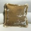 Scout House Silk Velvet Fringed Cushion In Taupe With Gold Trim- 40cm Square 1 Scout House Silk Velvet Fringed Cushion In Taupe With Gold Trim- 40cm Square