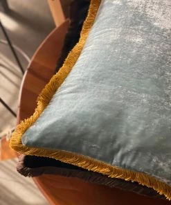 Scout House Luxury Silk Velvet Cushion Sky Light With Gold Fringe- 55cm Square Gifts 7 Scout House Luxury Silk Velvet Cushion Sky Light With Gold Fringe- 55cm Square Gifts