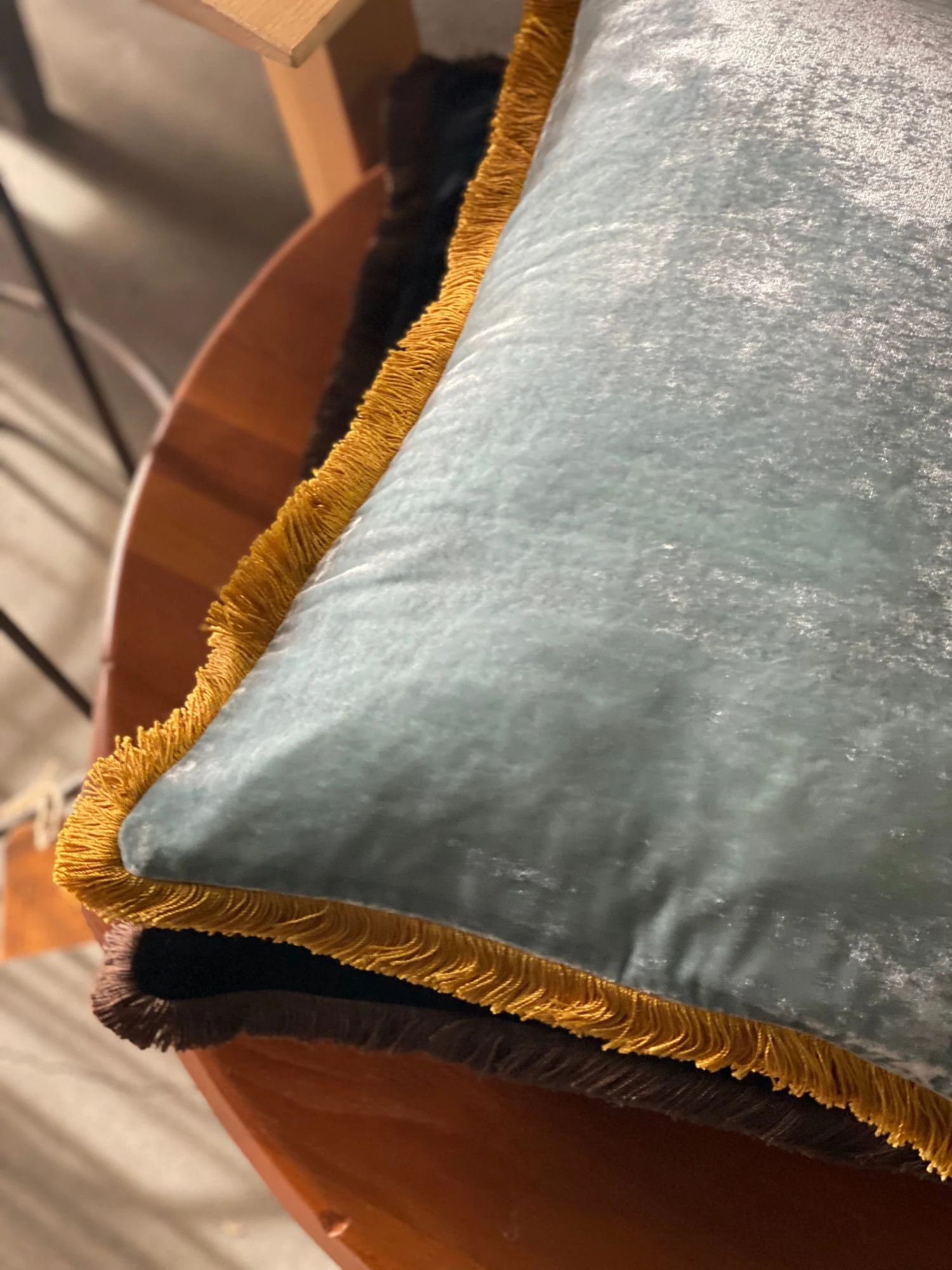 Scout House Luxury Silk Velvet Cushion Sky Light With Gold Fringe- 55cm Square Gifts 5 Scout House Luxury Silk Velvet Cushion Sky Light With Gold Fringe- 55cm Square Gifts