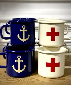 Scout House SCOUT Enamel Mug 350mls - Blue With Anchor Homewares