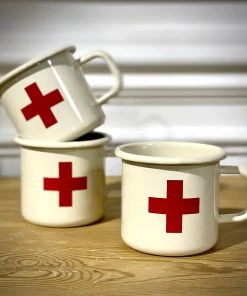 Scout House SCOUT Enamel Mug 350mls - Cream With Red Cross Homewares