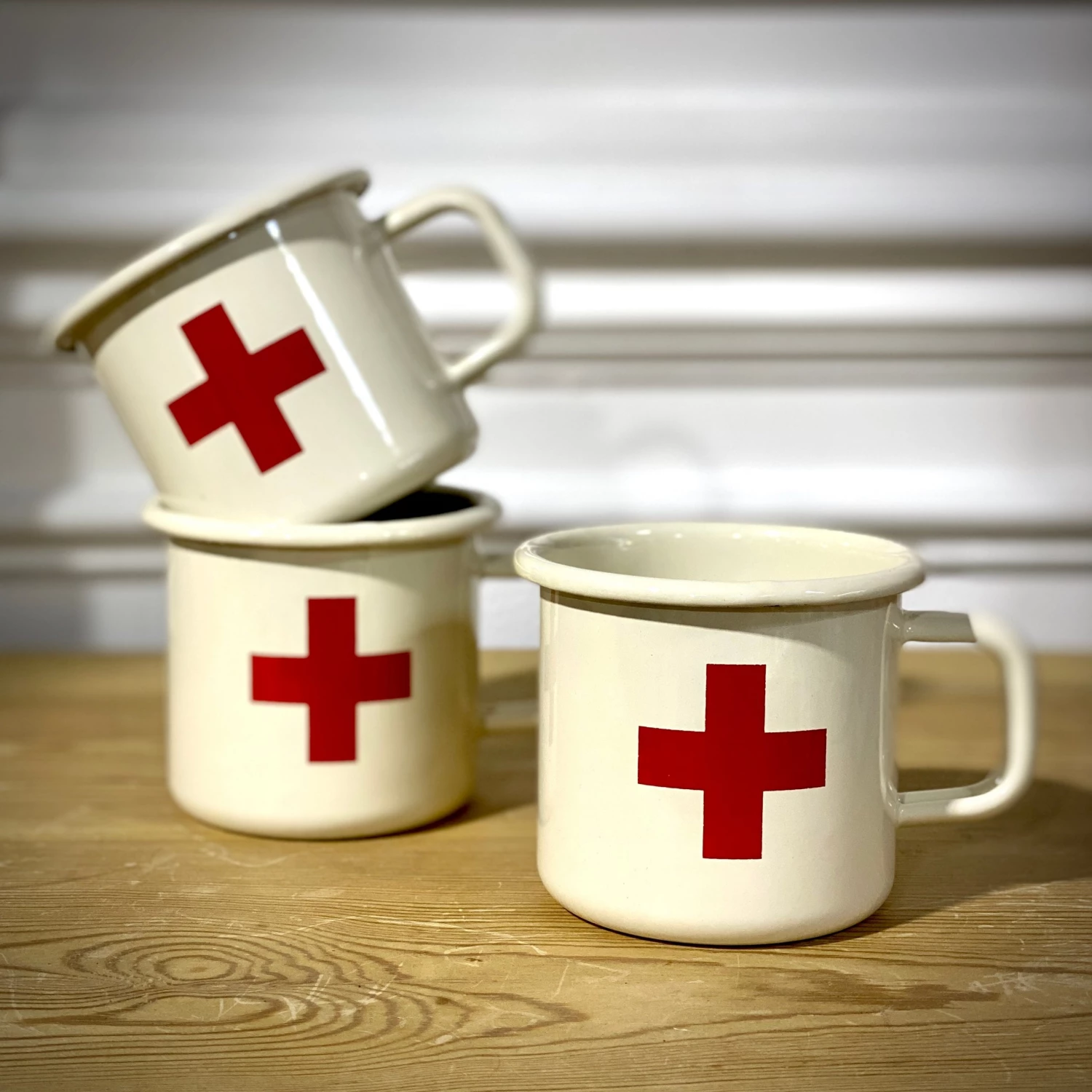Scout House SCOUT Enamel Mug 350mls - Cream With Red Cross Homewares 3 Scout House SCOUT Enamel Mug 350mls - Cream With Red Cross Homewares