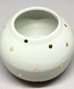 Scout House White Canister With Gold Dots- Bridget Bodenham