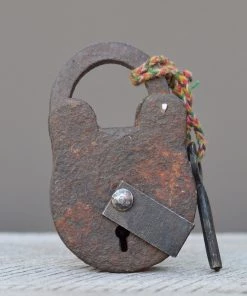 Scout Homewares Vintage Forged Metal Box Padlock & Key