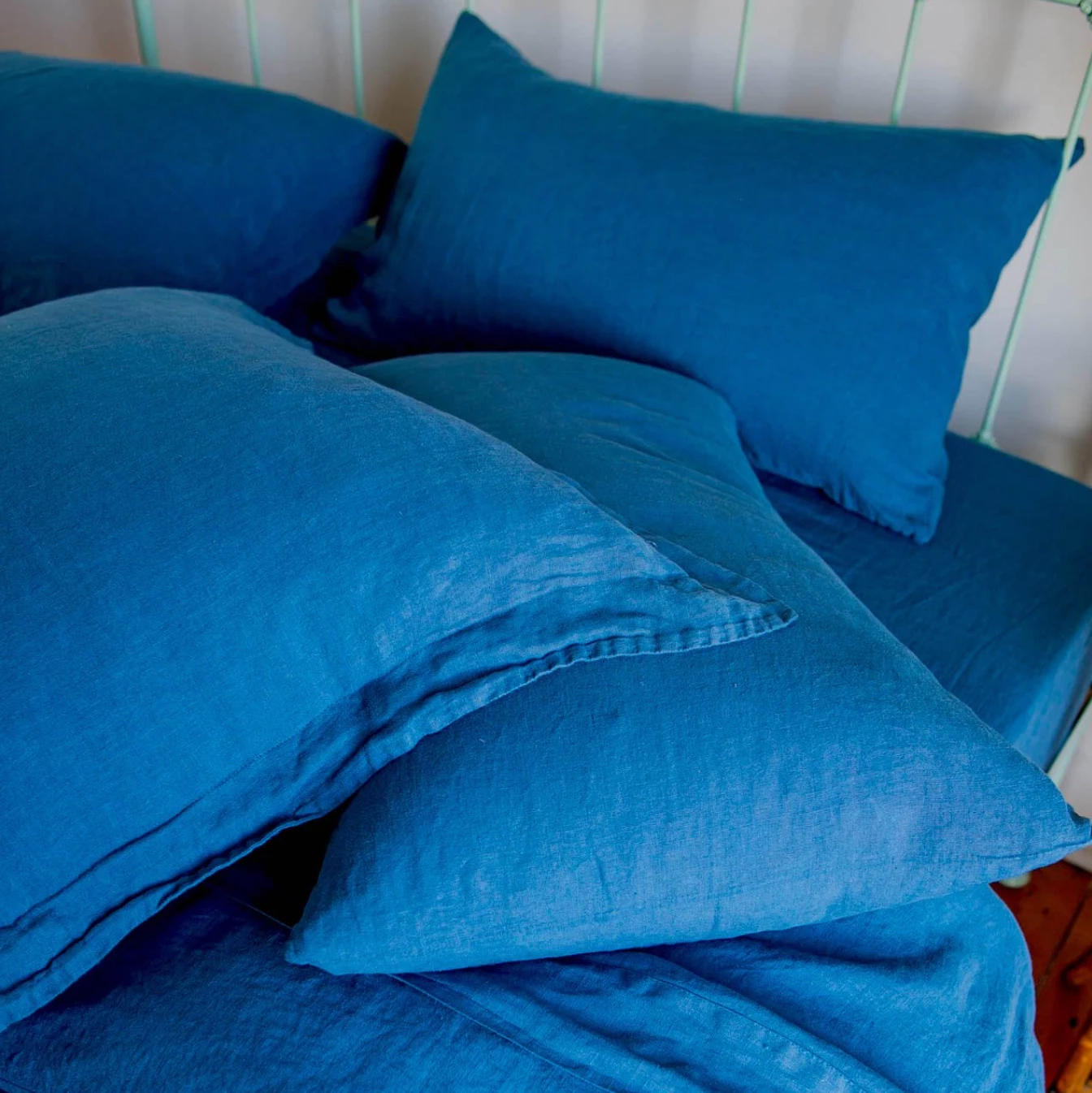 Scout House Scout Portuguese Linen Sheet Set- King - Scout Blue Gifts 4 Scout House Scout Portuguese Linen Sheet Set- King - Scout Blue Gifts