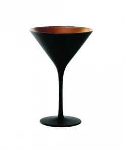 Scout Homewares Martini Glass- European Made- Lausitz- Black And Bronze Set Of Six