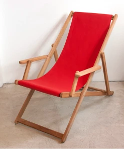 Scout Furniture Deck Chair Sumbrela Plain Red With Arms And Cushion