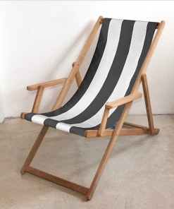 Scout Deck Chair In Charcoal Block Stripe With Arms
