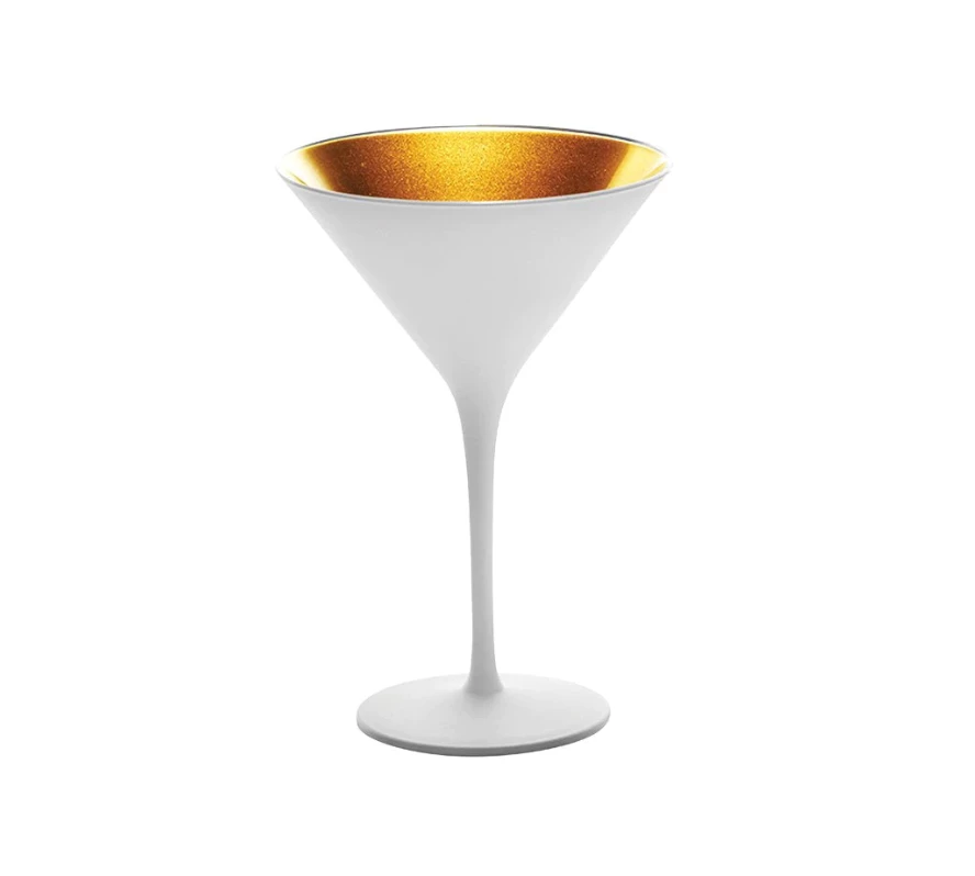 Scout Martini Glass- European Made- Lausitz- White And Gold 3 Scout Martini Glass- European Made- Lausitz- White And Gold