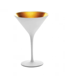 Scout Martini Glass- European Made- Lausitz- White And Gold - Set Of Six Gifts