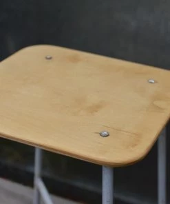 Scout House Vintage Ukraine Army Stool With Renewed Plywood Top