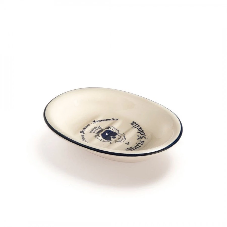 Santa Maria Novella Ceramic Soap Holder With Navy Decal 3 Santa Maria Novella Ceramic Soap Holder With Navy Decal