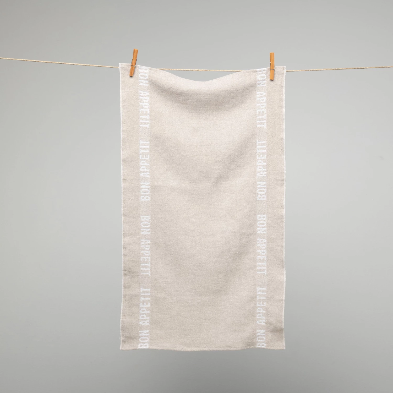 French 100% Linen Natural With White Bon Appetit Text Tea Towel By Charvet Editions Homewares 3 French 100% Linen Natural With White Bon Appetit Text Tea Towel By Charvet Editions Homewares