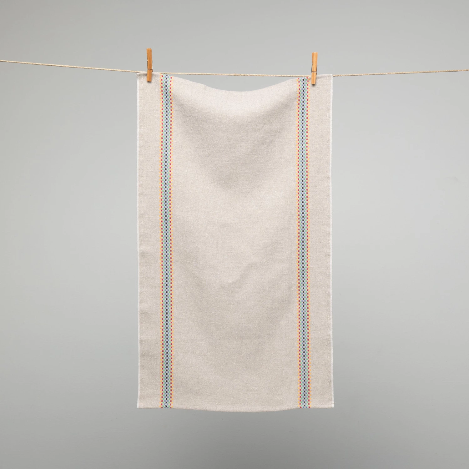 French 100% Linen Natural With Multicolour Check Tea Towel By Charvet Editions Gifts 3 French 100% Linen Natural With Multicolour Check Tea Towel By Charvet Editions Gifts