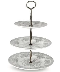 Burleigh UK- Asiatic Pheasant- Dove Grey- 3 Tiered Cake Stand