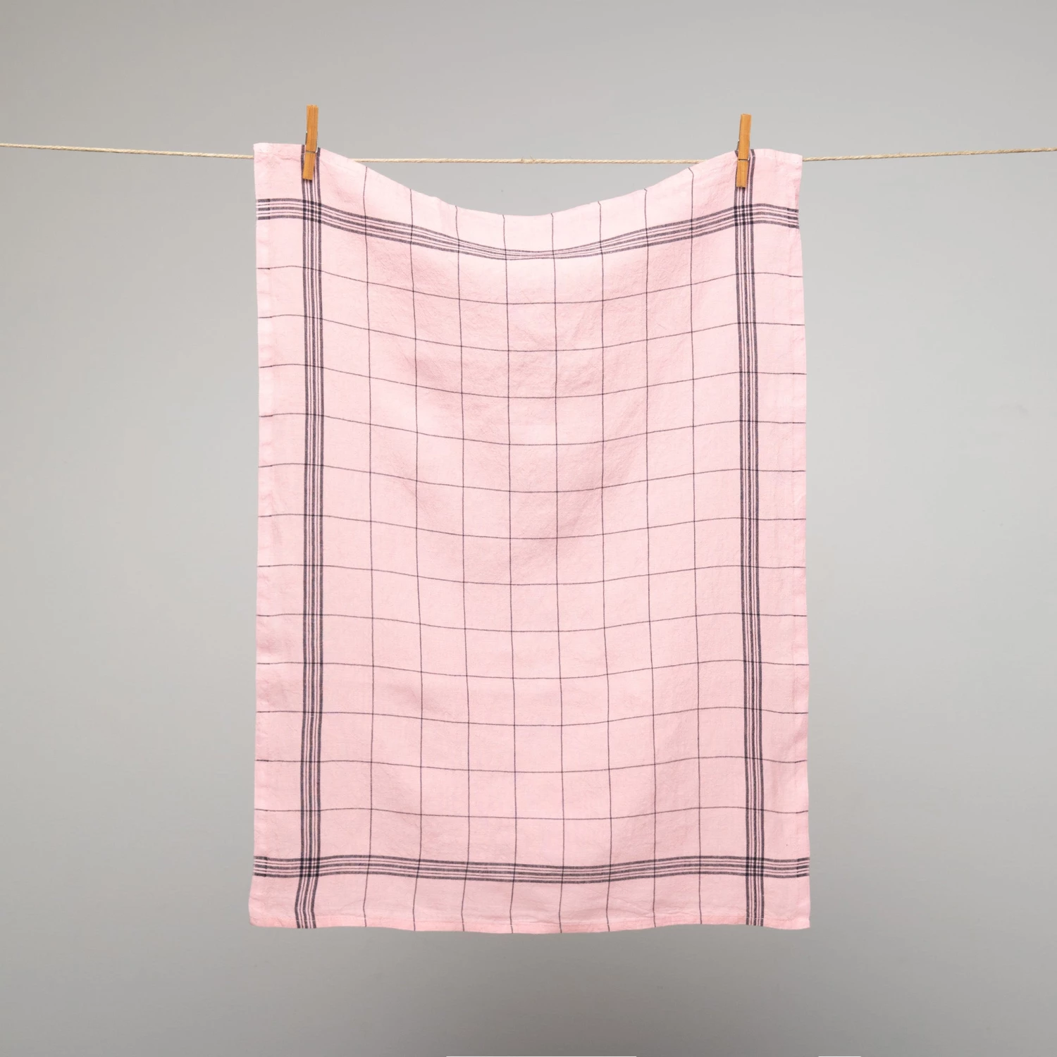 French 100% Linen Tea Towel Lemonade Pink With Black Graph Check By Charvet Editions 3 French 100% Linen Tea Towel Lemonade Pink With Black Graph Check By Charvet Editions