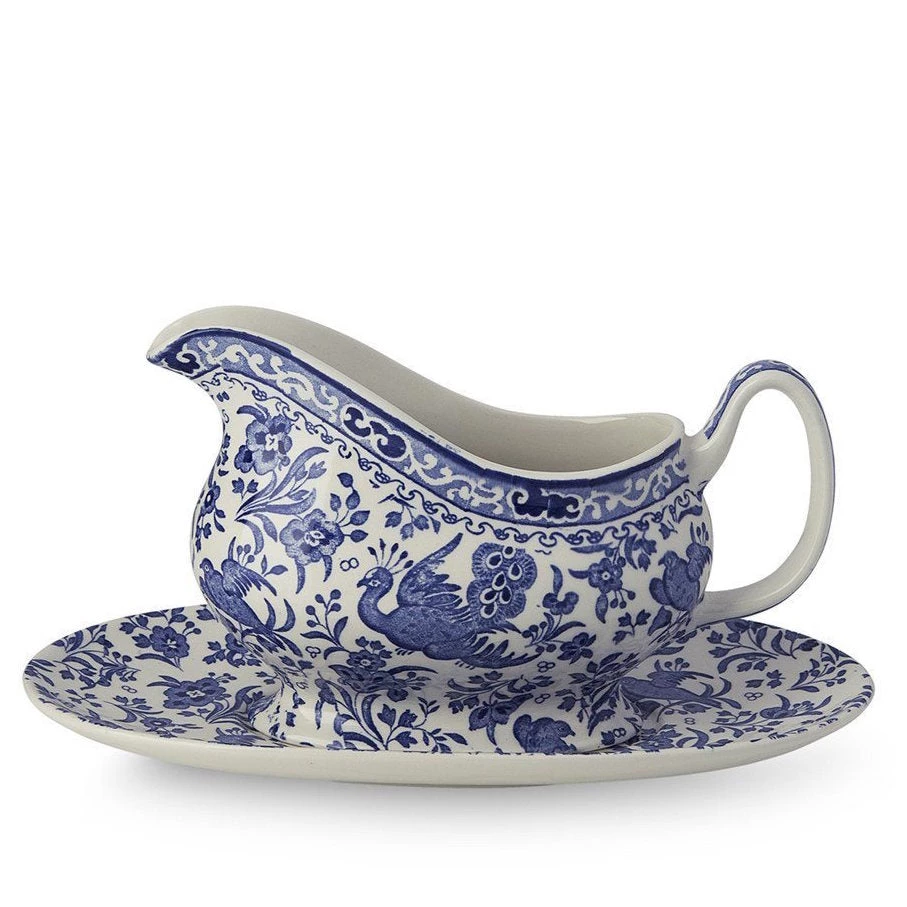 Burleigh UK Blue Regal Peacock- Sauce Boat And Stand Set Kitchenware 3 Burleigh UK Blue Regal Peacock- Sauce Boat And Stand Set Kitchenware