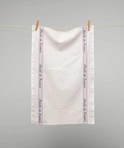 French 100% Linen Natural With Made In France Text Tea Towel By Charvet Editions