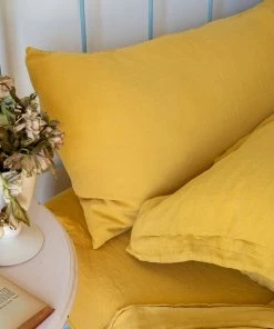 Scout House Textiles Scout Portuguese Linen Sheet Set- King - Mustard