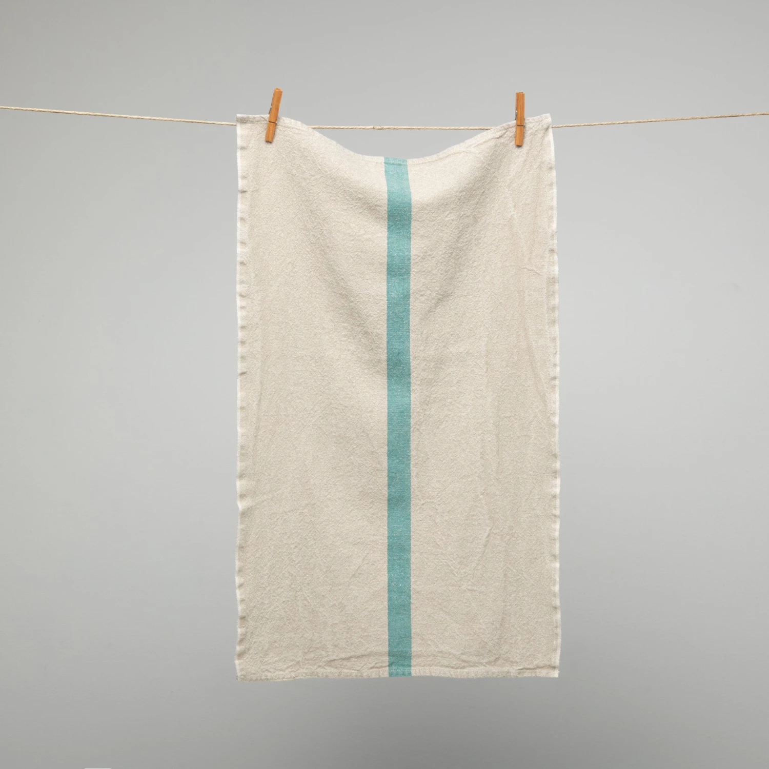 Homewares French 100% Linen 'Doudou' Tea Towel In Natural With Aqua Stripe By Charvet Editions 3 Homewares French 100% Linen 'Doudou' Tea Towel In Natural With Aqua Stripe By Charvet Editions