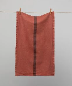 Homewares French 100% Linen 'Doudou' Tea Towel Terracotta By Charvet Editions
