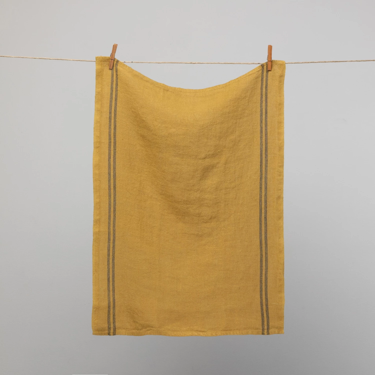 French 100% Linen 'Pays' Tea Towel Mustard With Brown Stripes By Charvet Editions 3 French 100% Linen 'Pays' Tea Towel Mustard With Brown Stripes By Charvet Editions