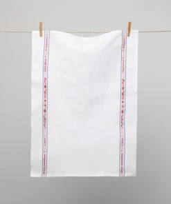 French 100% Cotton With Red Who Washes Tea Towel By Charvet Editions Homewares