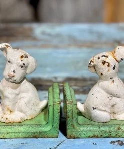 Scout House White Puppy Bookends